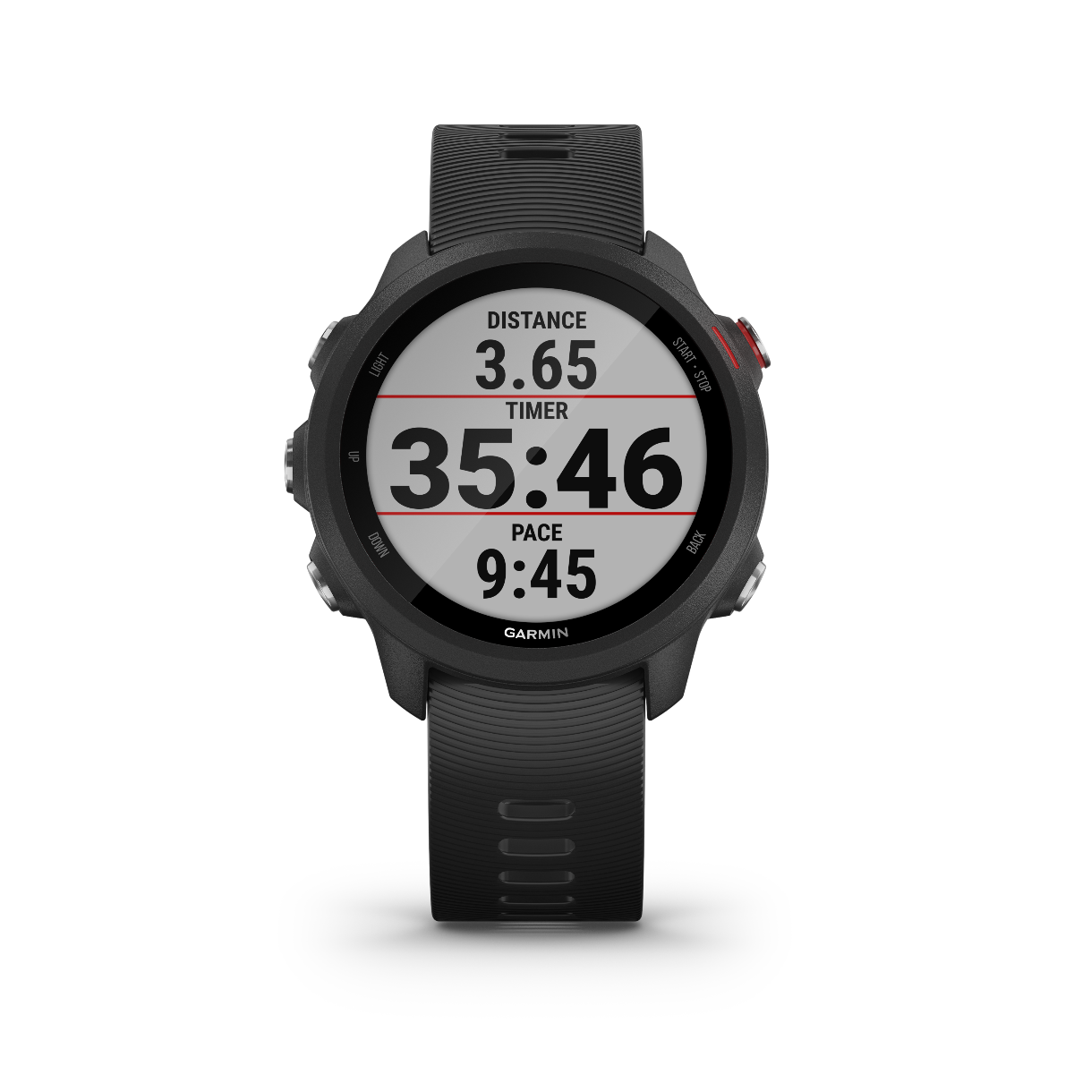 Garmin Forerunner 245 Music GPS smartwatch in black with silicone band