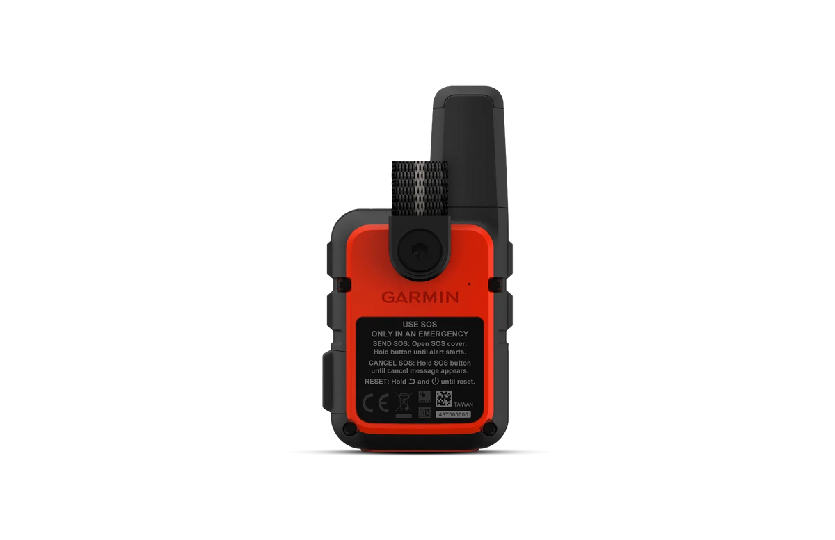 Garmin InReach Mini orange rugged GPS satellite communicator with SOS.