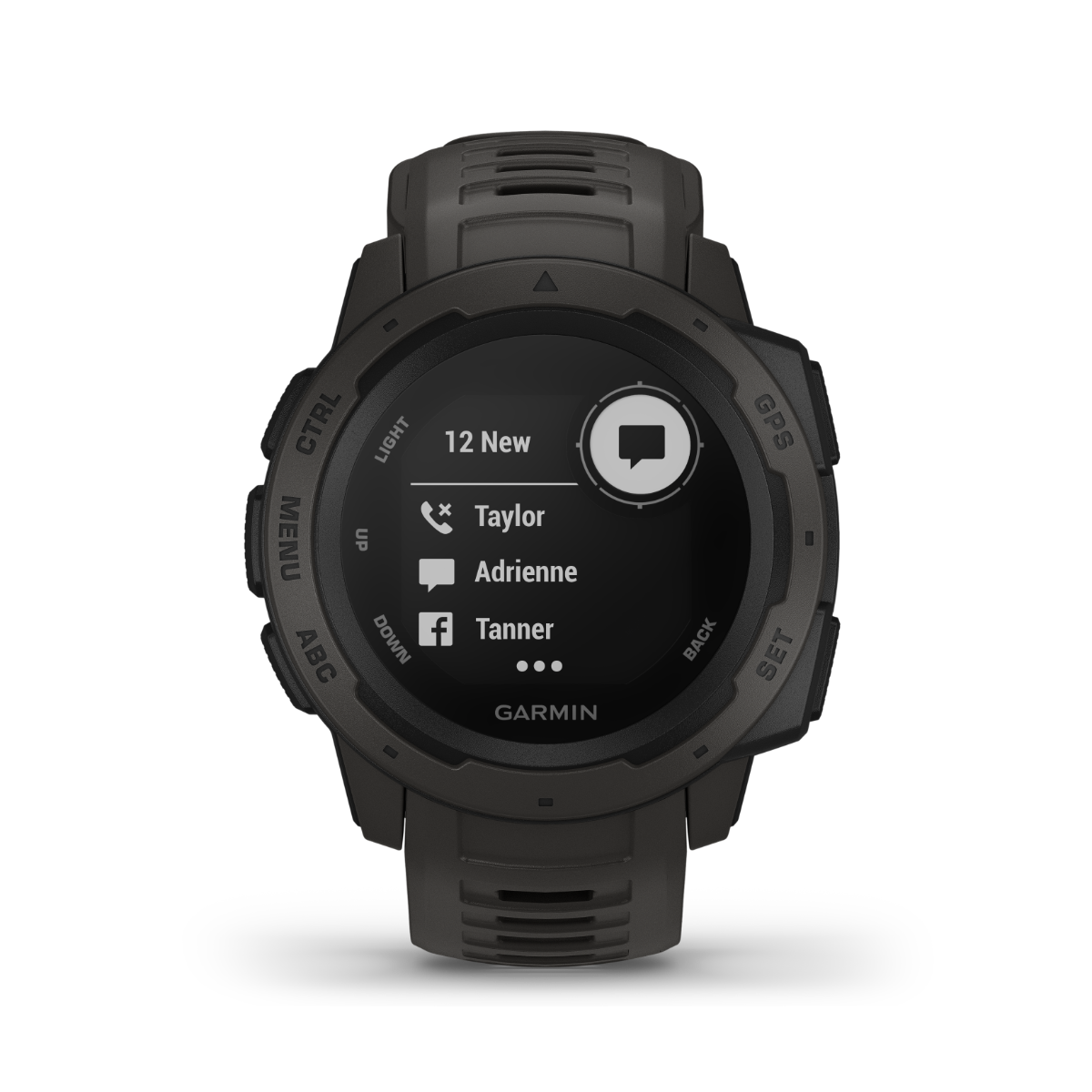 Garmin Instinct Graphite GPS Watch, certified refurbished rugged smartwatch