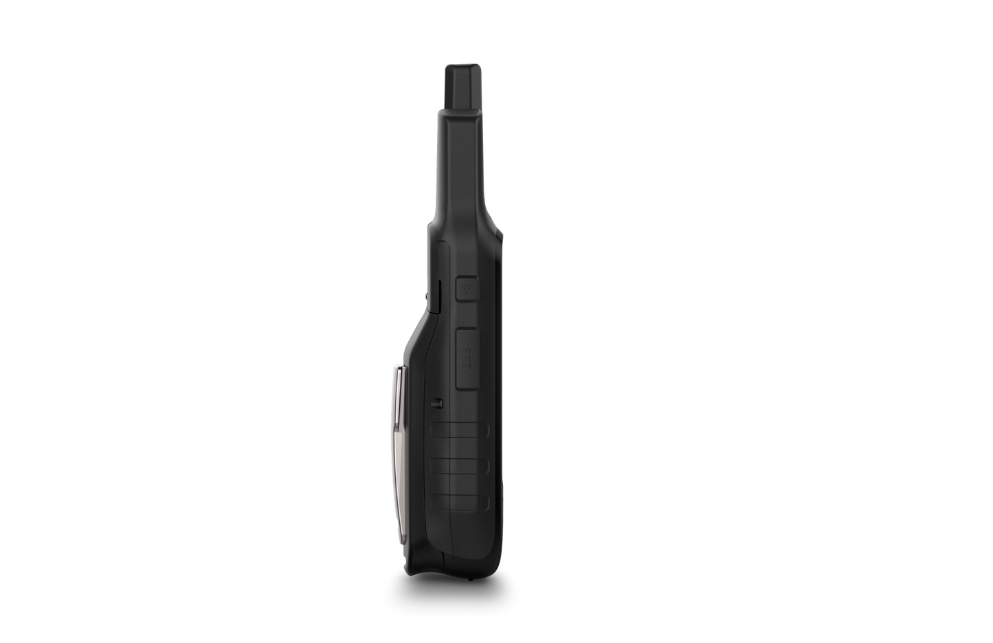 Garmin Rino 750 GPS and 2-way radio, black handheld navigation device (side view)