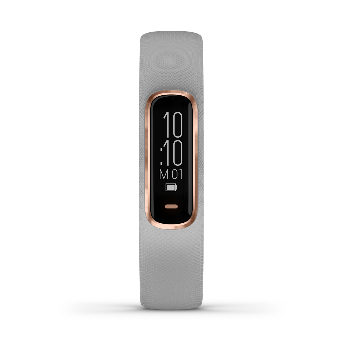 Garmin Vivosmart 4 rose gold hardware fitness tracker with gray band