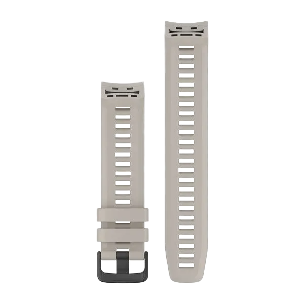Garmin watch bands Tundra, two beige silicone straps with black buckle