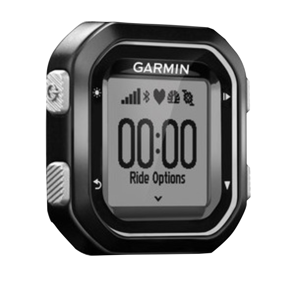Garmin Edge 25 cycling computer, refurbished; black body with gray LCD display