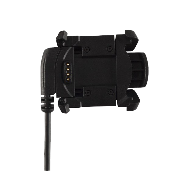 Garmin Charging Clip 010-12168-28, black plastic clip with 4-pin connector and attached cable