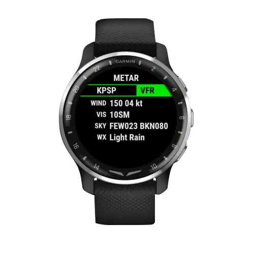 D2 Air X10 Aviator Smartwatch by Garmin, black strap with silver bezel