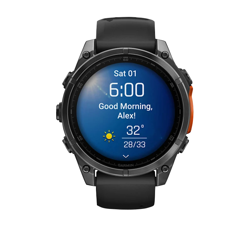 Garmin Fenix 8 smartwatch, 47 mm AMOLED, slate gray case with black silicone band