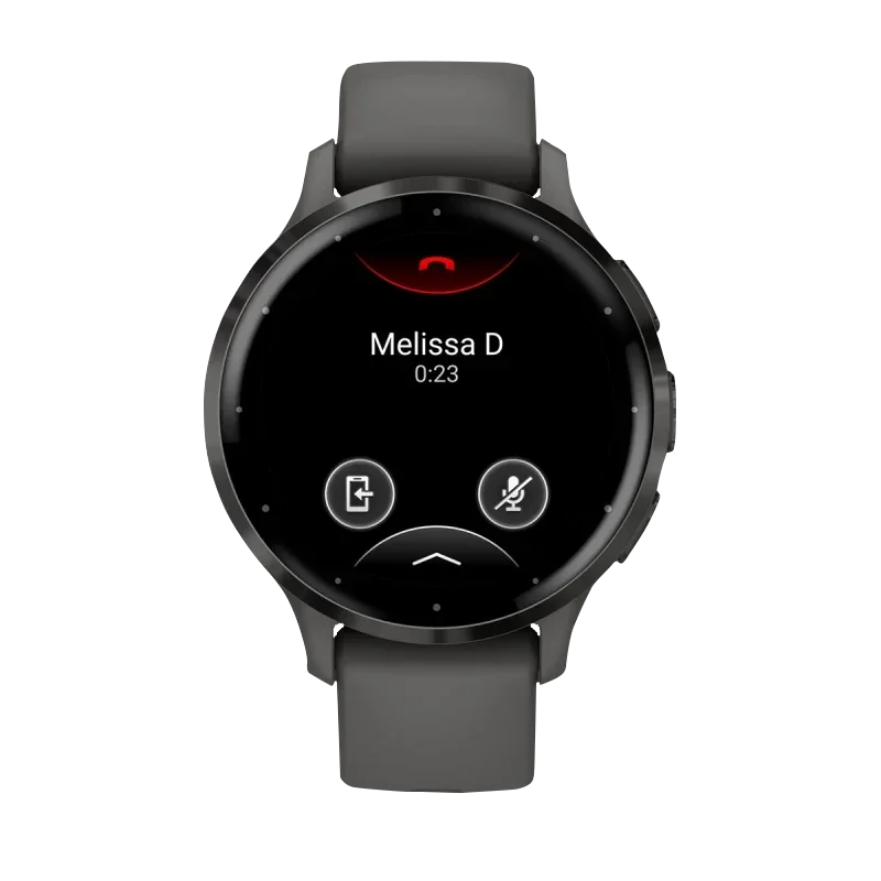 Garmin Venu 3S smartwatch, 41 mm slate stainless steel bezel with pebble gray silicone band.