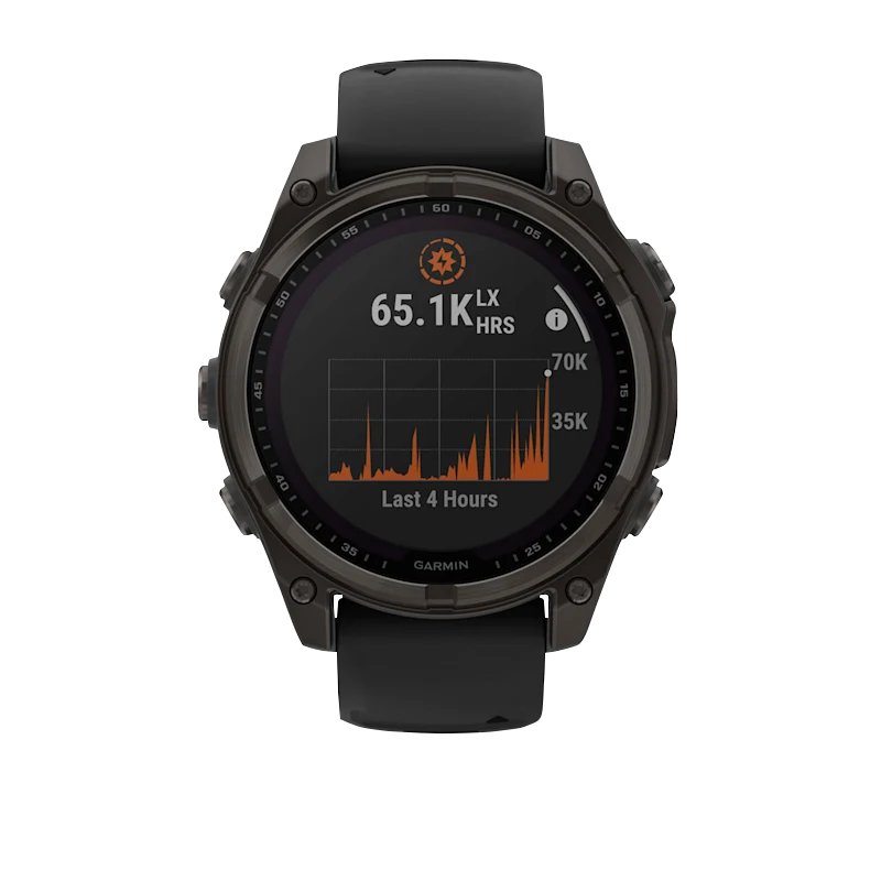 Garmin Fenix 8, 47 mm, Solar Sapphire, Carbon Gray DLC Titanium with Black/Pebble Gray Silicone Band (010-02906-10) by Garmin