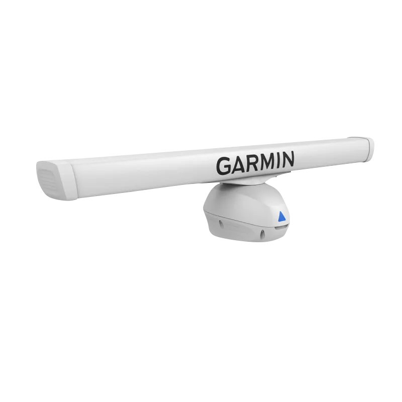 Garmin GMR Fantom 256 open-array radar mounted on a white pedestal mount
