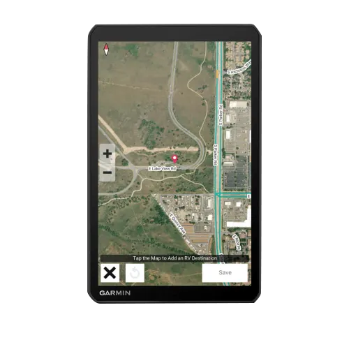 Garmin RV 895 8-inch black RV navigation device with map display