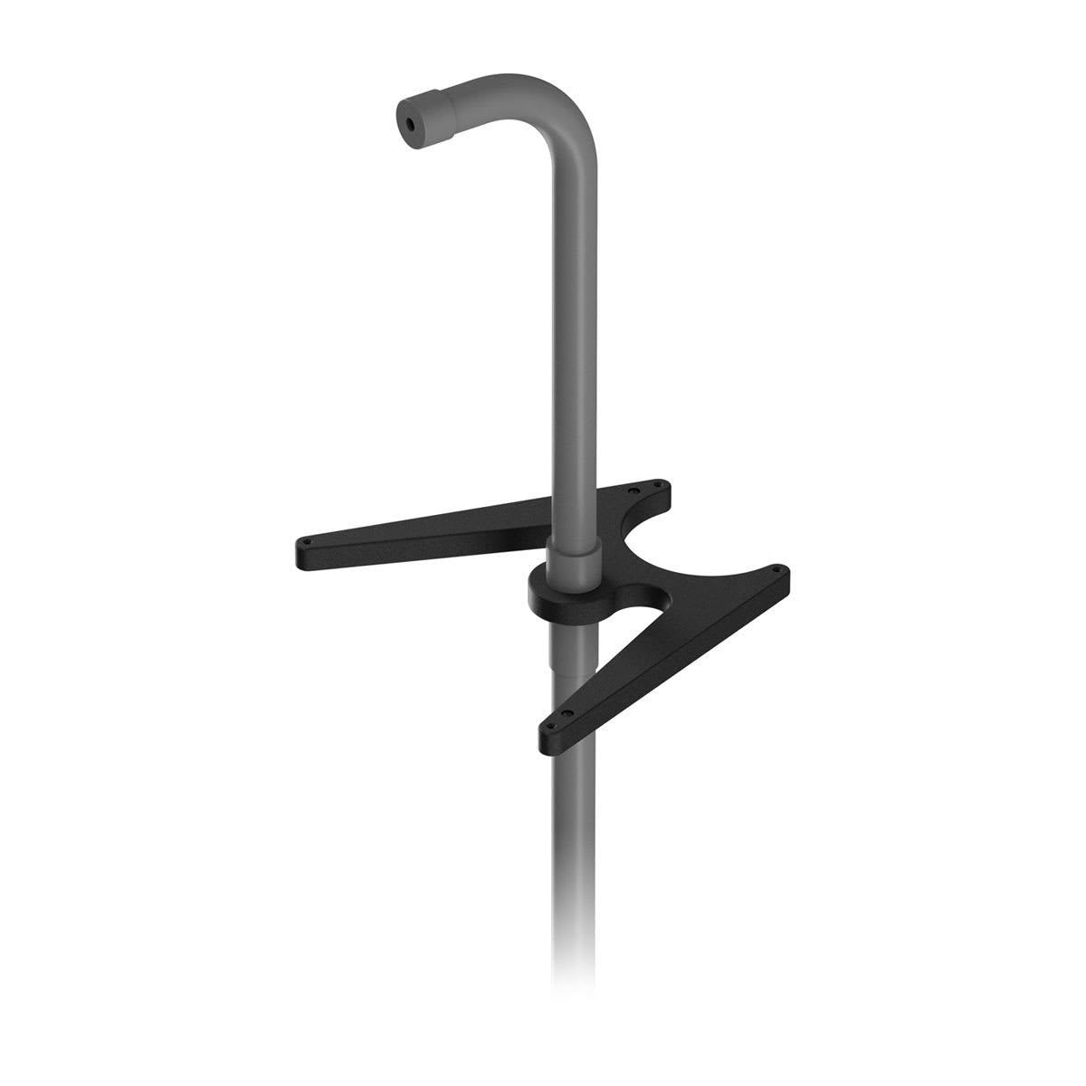 Garmin ice fishing mount pole with curved gray top and black clamp