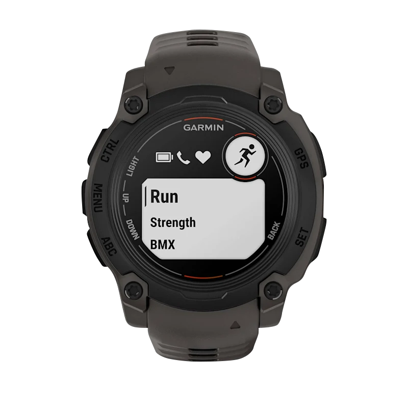 Garmin Instinct E 40mm smart watch with charcoal band.