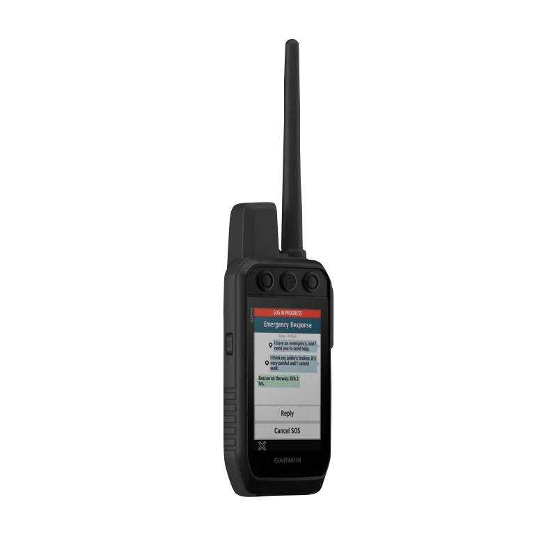 Garmin Alpha 300i handheld dog-tracking device, black with long antenna.
