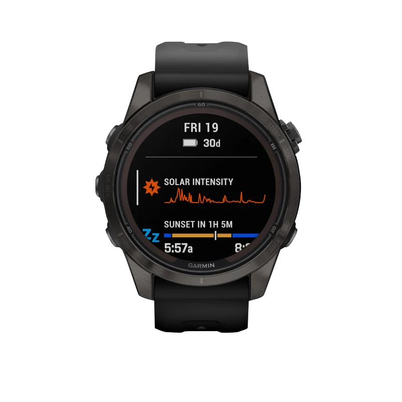 Garmin Fenix 7S Pro Sapphire Solar, Carbon Gray Titanium with Black Band (010-02776-10) by Garmin