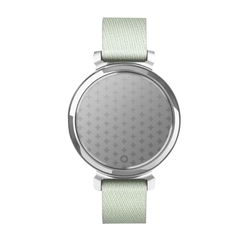 Garmin Lily 2 Classic smart watch, silver case with sage gray nylon band, Garmin Certified Refurbished.