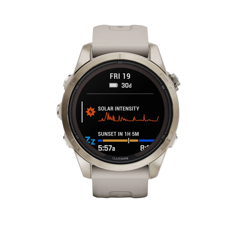 Garmin Fenix 7S Pro Sapphire Solar, Soft Gold with Light Sand Band (010-02776-14) by Garmin
