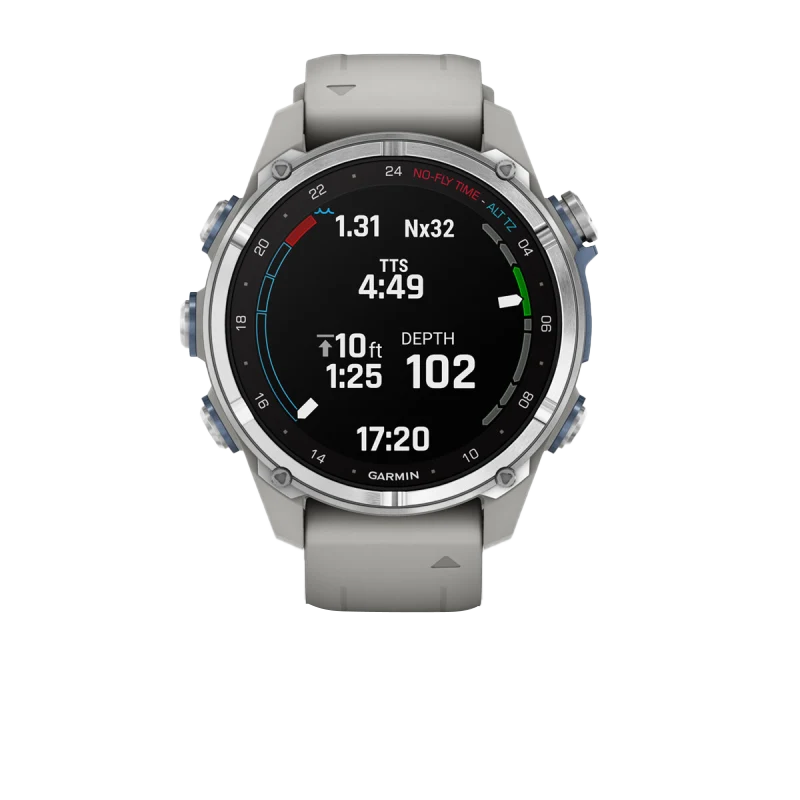 Garmin Descent Mk3, 43 mm Stainless Steel with Fog Gray Silicone Band (010-02753-03) by Garmin
