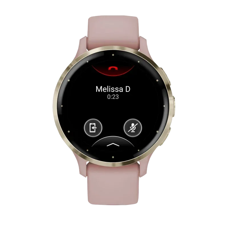 Garmin Venu 3S smartwatch, 41 mm soft gold stainless steel bezel with dust rose case and silicone band