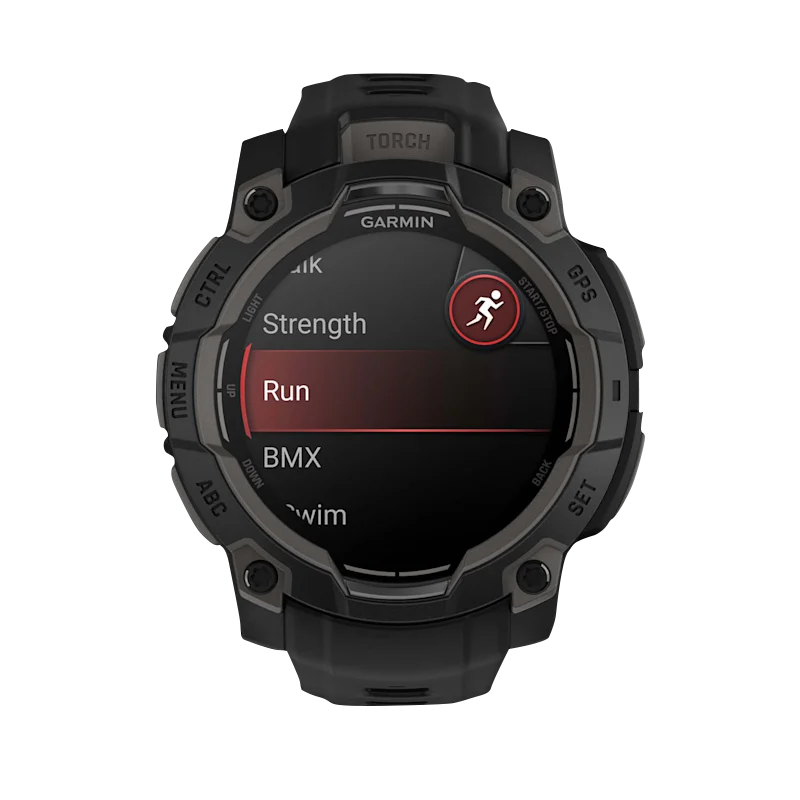 Garmin Instinct 3 AMOLED 45mm GPS smartwatch with black case and black band