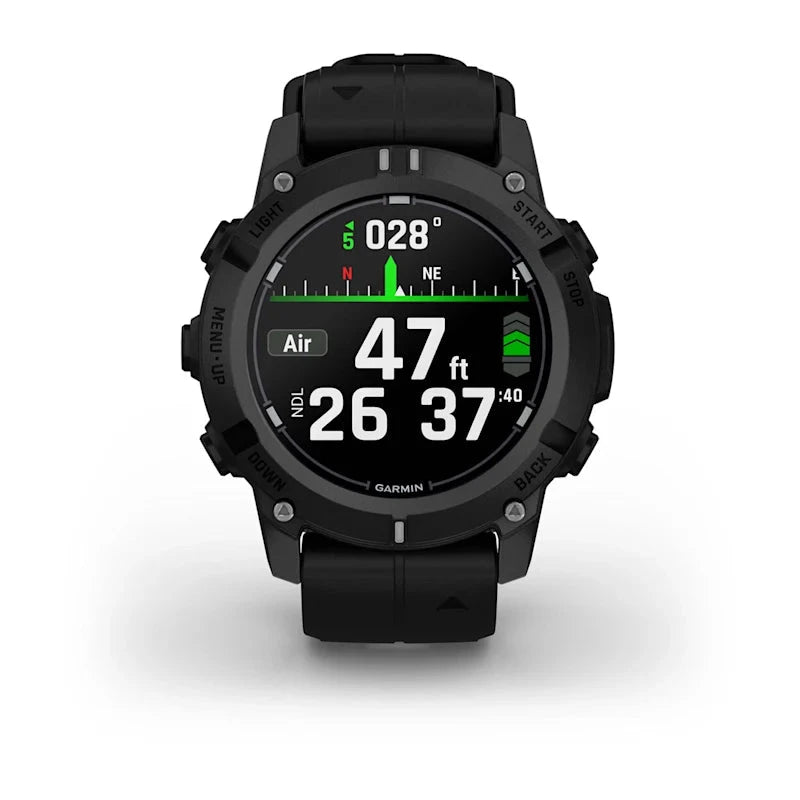 Garmin Descent G2 Dive Smartwatch, black with black band, rugged dive computer