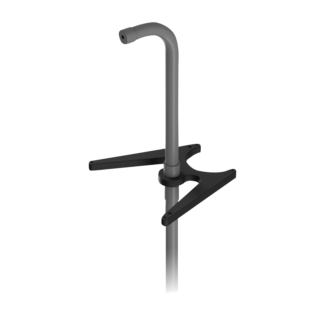 Garmin LiveScope Plus Ice House mounting pole with black fork clamp; gray aluminum rod