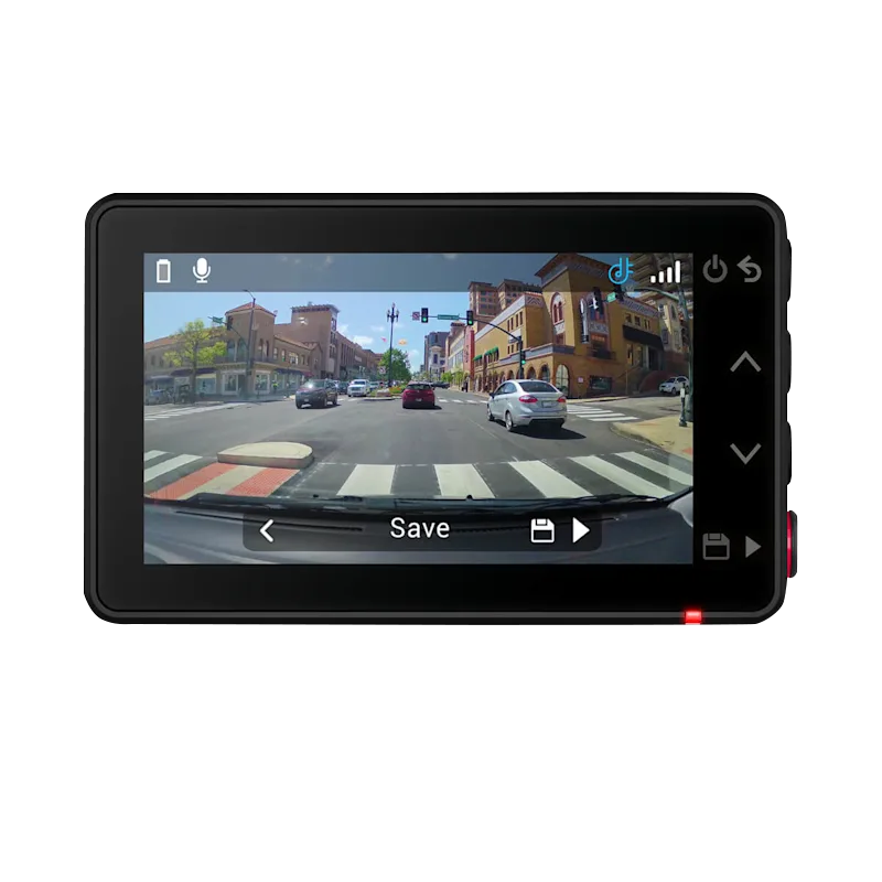 Garmin Dash Cam X210, 1440p with 140° FOV and Clarity Polarizer, black dash cam with screen showing street scene.