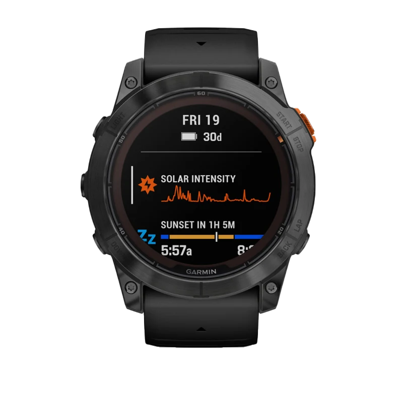 Garmin Fenix 7X Pro Solar smartwatch, slate gray case with black band