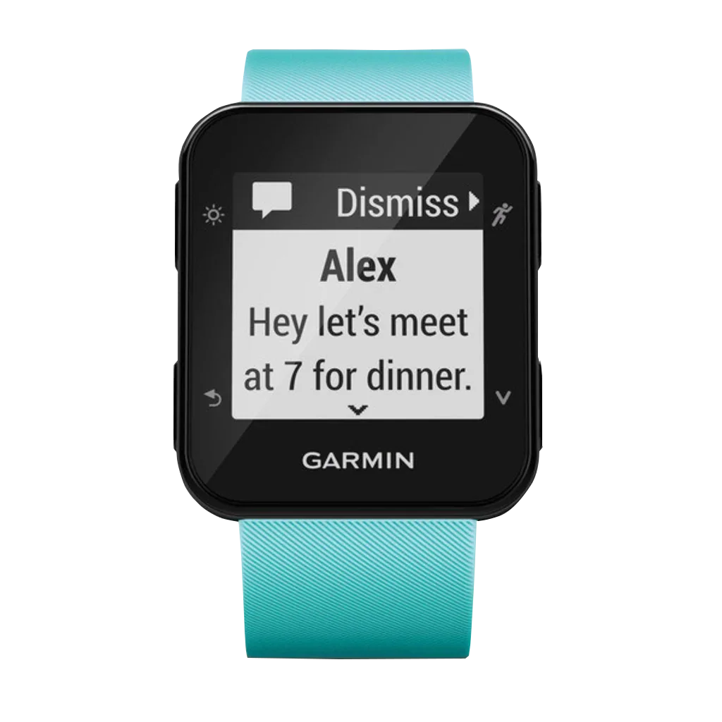 Garmin Forerunner 35 Frost Blue smartwatch with teal silicone strap