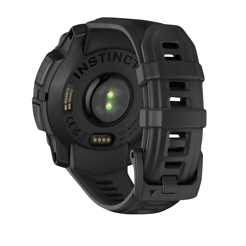 Garmin Instinct 3 AMOLED smartwatch, 45mm, black case with black band.