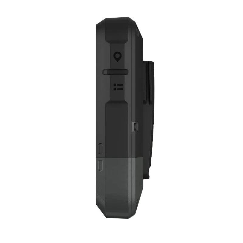 Garmin eTrex Solar Powered GPS handheld navigator in dark gray, side view