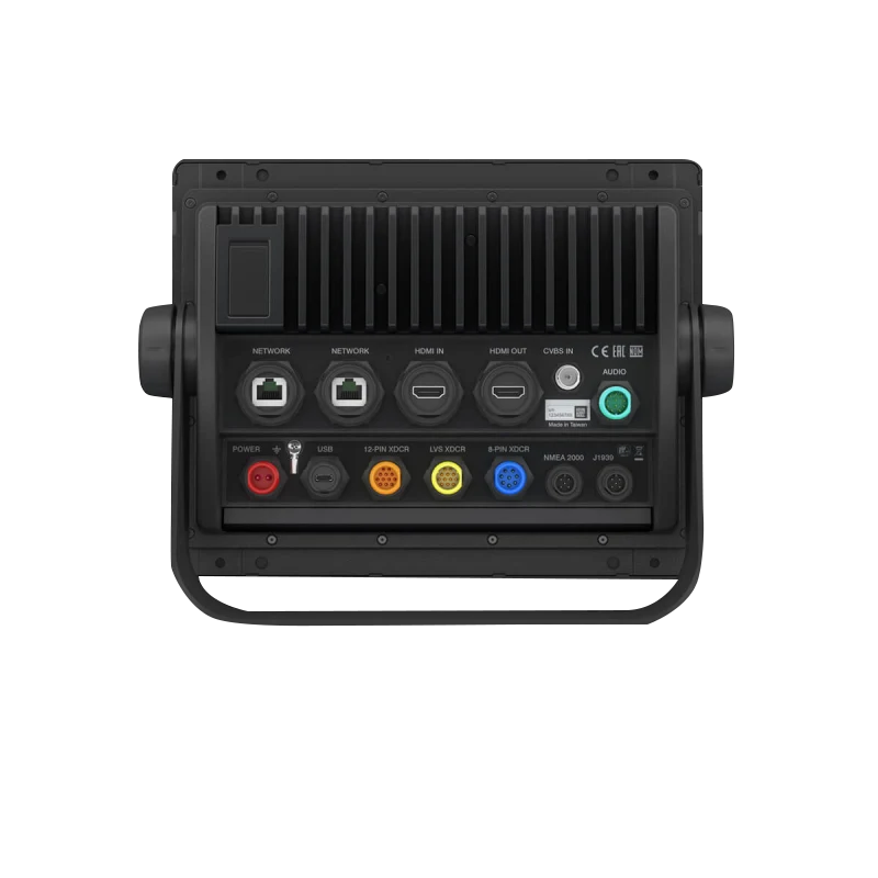 Garmin GPSMAP 8610xsv marine chartplotter back panel with HDMI, USB and network ports.
