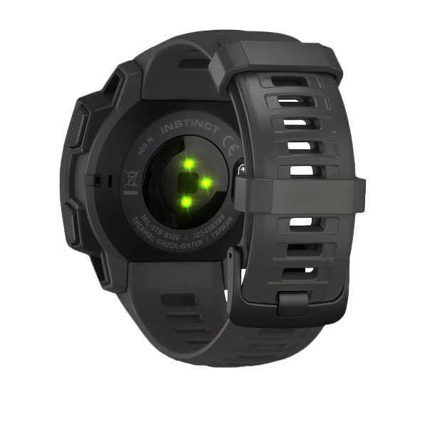 Garmin Instinct Graphite GPS Watch, certified refurbished, graphite-colored rugged smartwatch