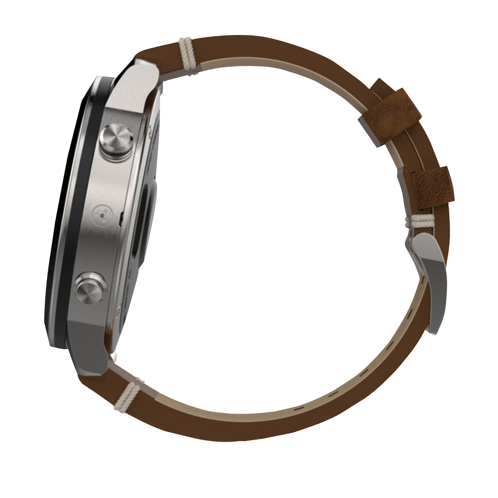Garmin Fenix Chronos smartwatch with brown leather band