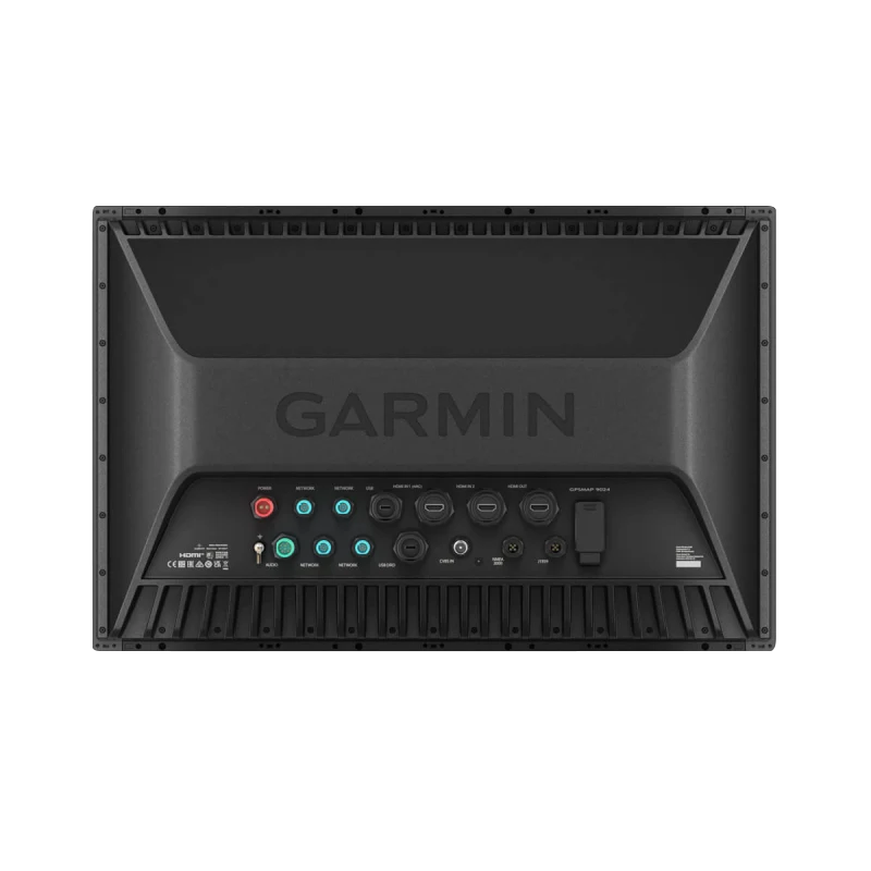 Garmin GPSMAP 9024 Premium marine chartplotter rear panel with Garmin logo