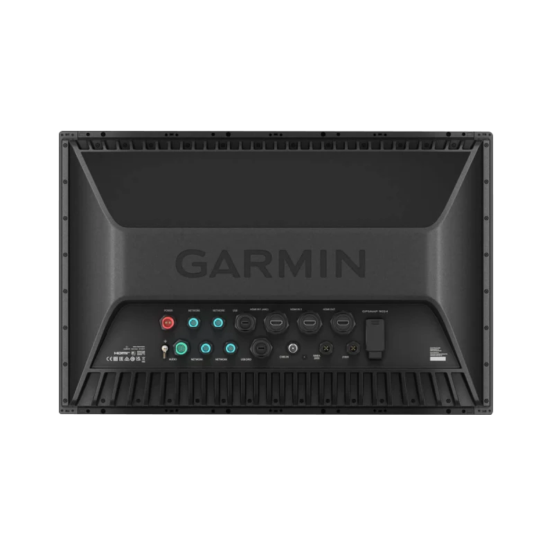 Garmin GPSMAP 9224 Premium chartplotter back view with Navionics+, black marine electronics unit