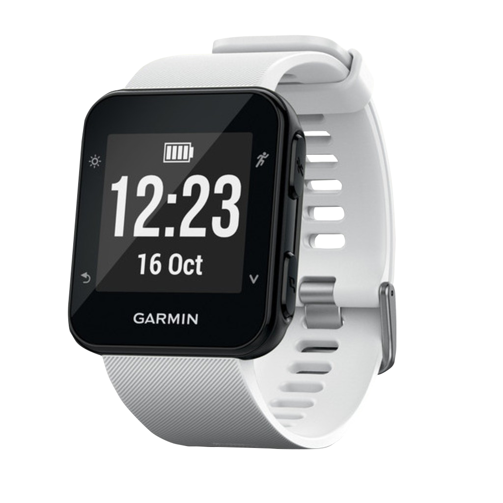 Garmin Forerunner 35 white smartwatch with black display and white band