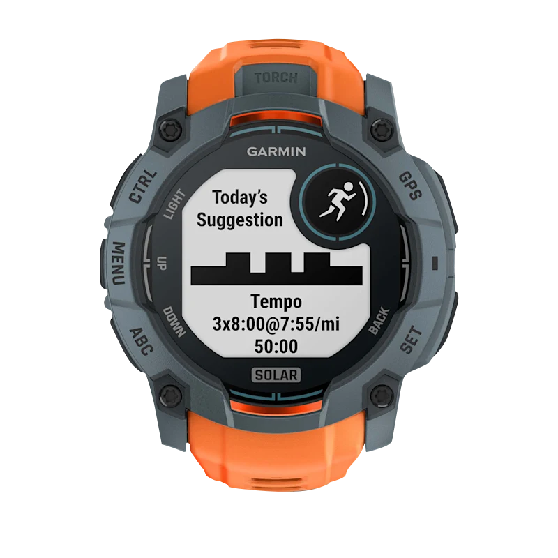 Garmin Instinct 3 Solar smartwatch, 50mm Twilight with Solstice orange band
