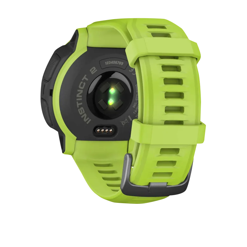 Garmin Instinct 2 smartwatch, electric lime silicone strap