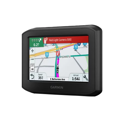 Garmin Zumo 396 LMT-S motorcycle GPS, refurbished, black with 4-inch screen displaying navigation map