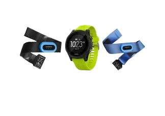 Garmin Forerunner 935 Tri-Bundle smartwatch with lime-green watch and black/blue extra bands