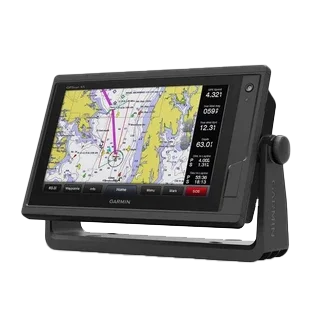 Garmin GPSMAP 922xs marine chartplotter with black casing and touchscreen displaying nautical chart