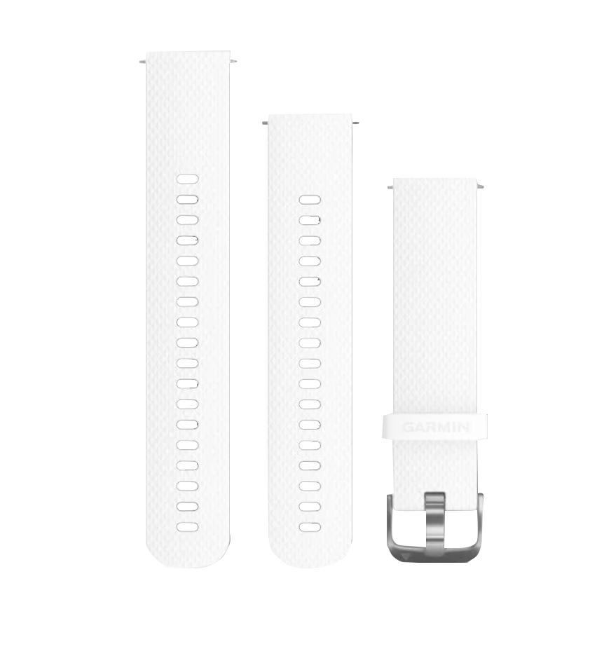 Garmin 20mm white quick-release watch bands with silver hardware; set of 3.