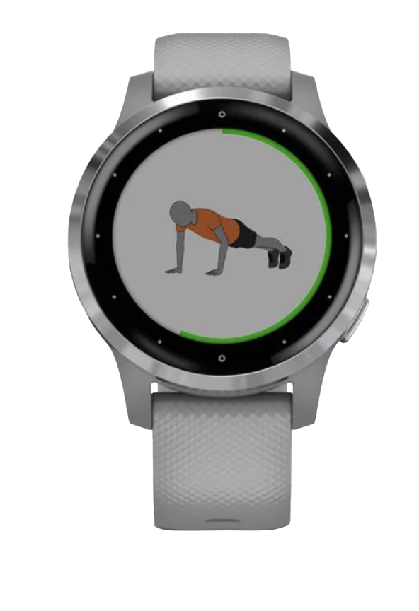 Garmin Vivoactive 4S smartwatch, silver case with gray band
