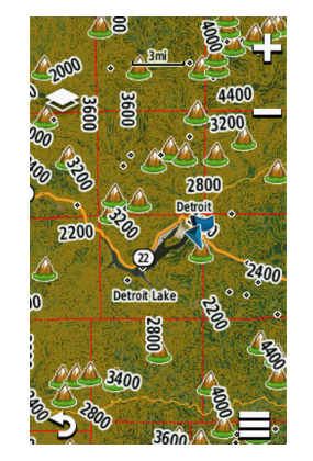 Garmin Huntview Plus Iowa map MicroSD Card (010-12679-02) with topo terrain and a blue locator near Detroit Lake