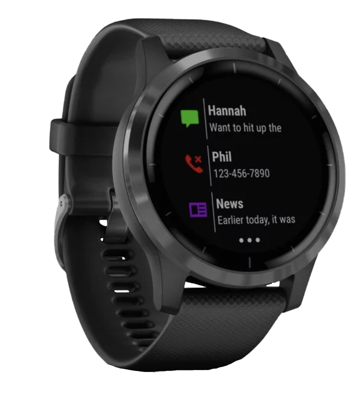 Garmin Vivoactive 4 smartwatch with slate case and black band