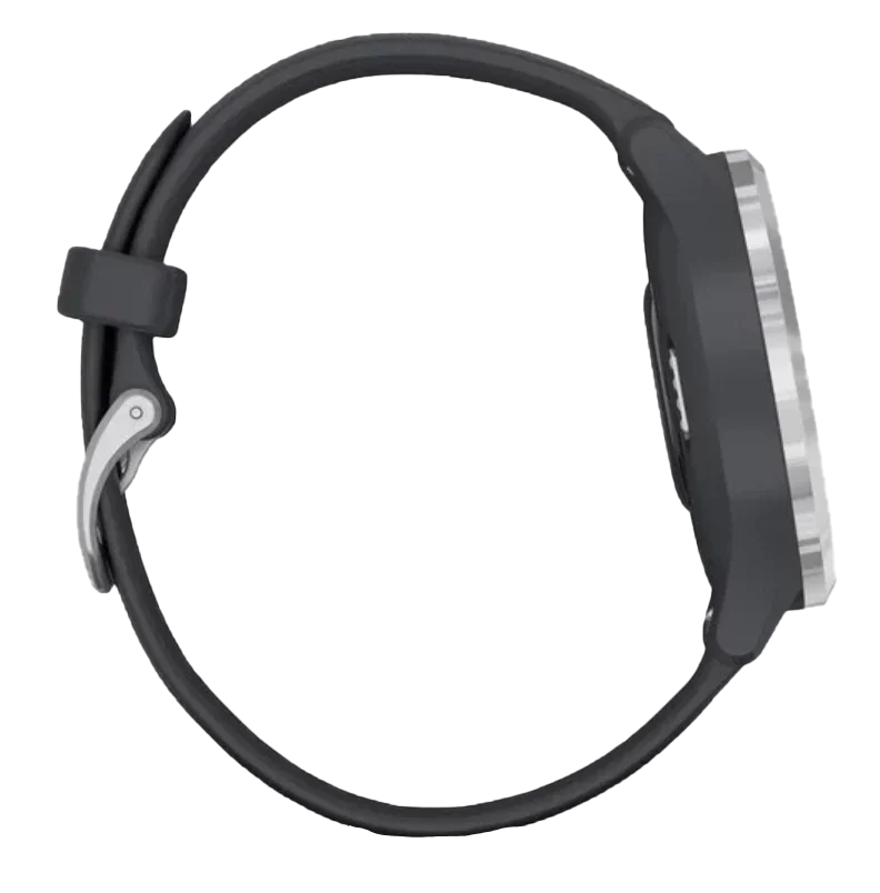 Garmin Vivomove 3S smartwatch with silver case and Granite Blue band