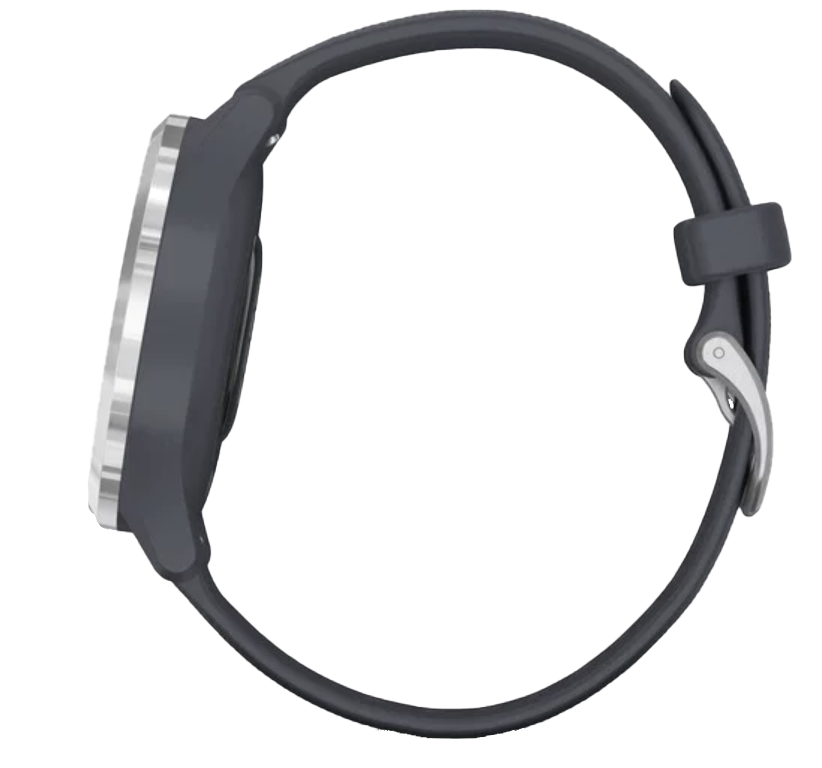 Garmin Vívomove 3S smartwatch with silver case and granite blue band