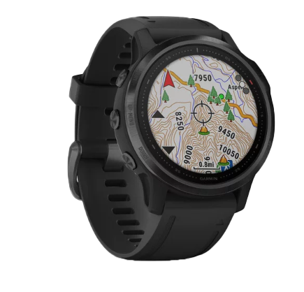 Garmin Fenix 6S Pro smartwatch with black band and map display
