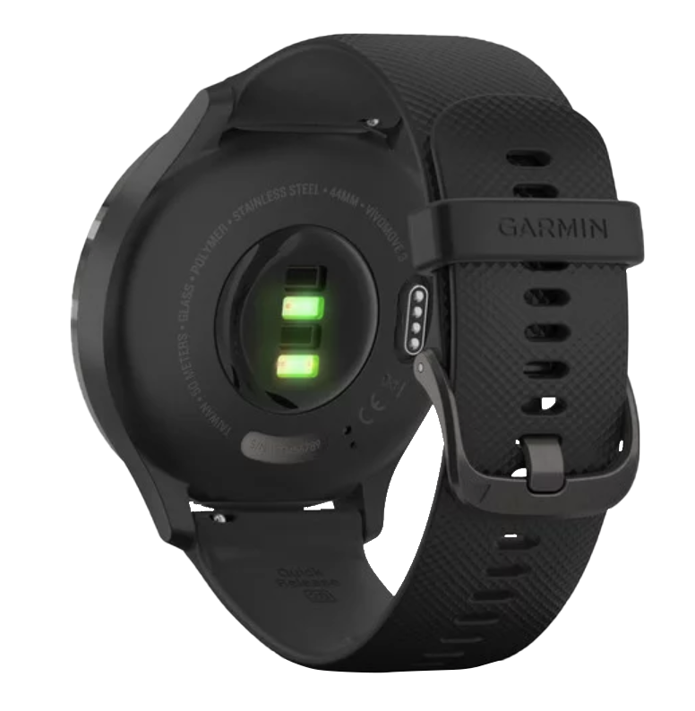 Garmin Vívomove 3 - Slate Stainless Steel Bezel with Black Silicone Band (010-02239-01) by Garmin