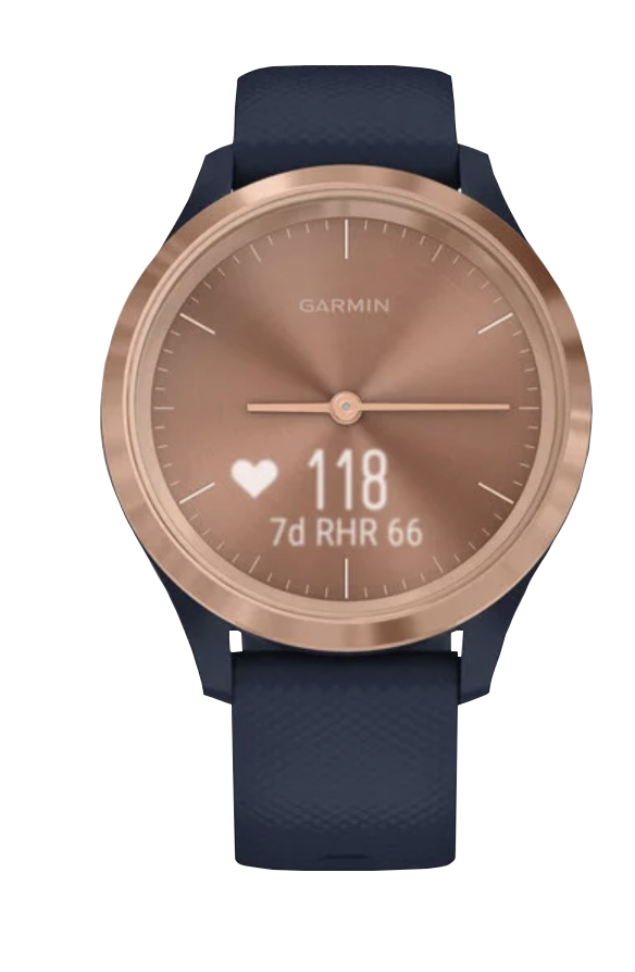 Garmin Vívomove - 3S Rose Gold Stainless Steel Bezel with Navy Silicone Band (010-02238-03) by Garmin